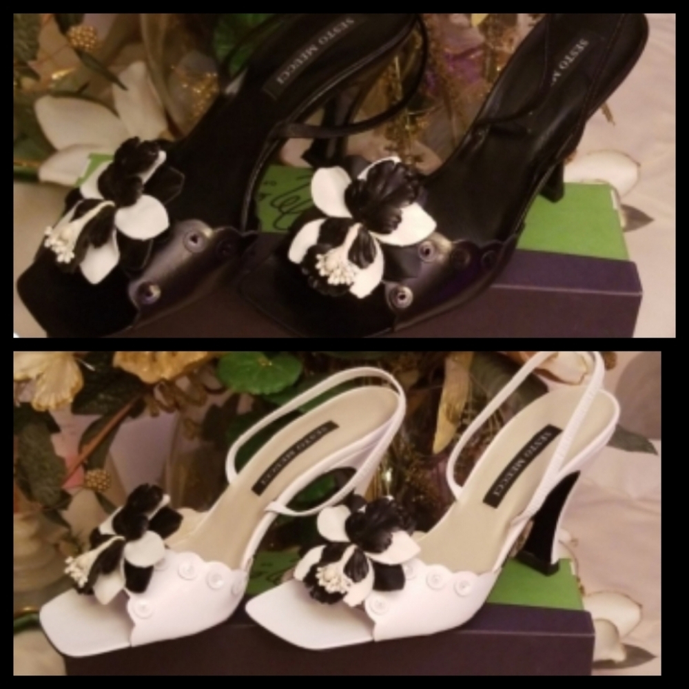 Musi Black White Leather Clip-On Shoe Accessory